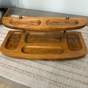 London Leather Vintage Dresser Caddy Valet Wood